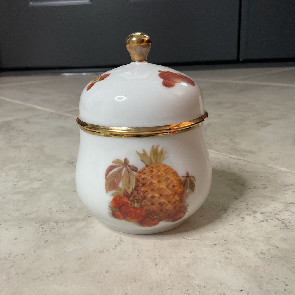 Hutschenreuther Hohenberg Germany Olivia 68 Porcelain Sugar Bowl Pineapple Fruit
